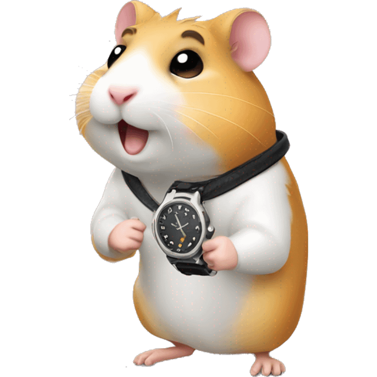 funny hamster looking at his watch emoji