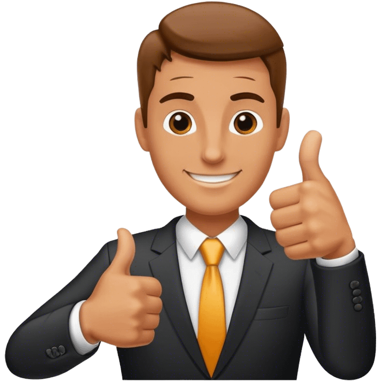 photorealistic businessman shows thumb up emoji