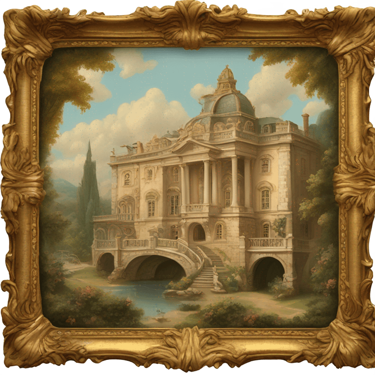 highly detailed vintage rococo scenic painting emoji