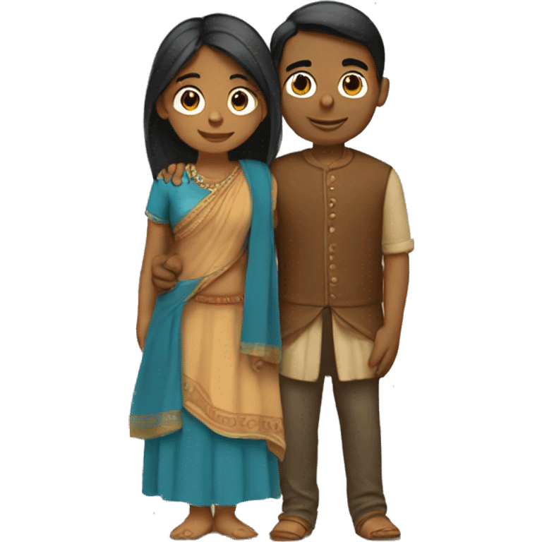 Indian female hugging Indian male modern clothing emoji