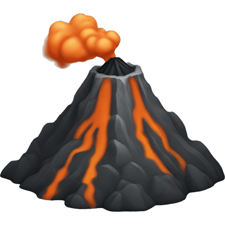 small black, gray and orange volcano
 emoji