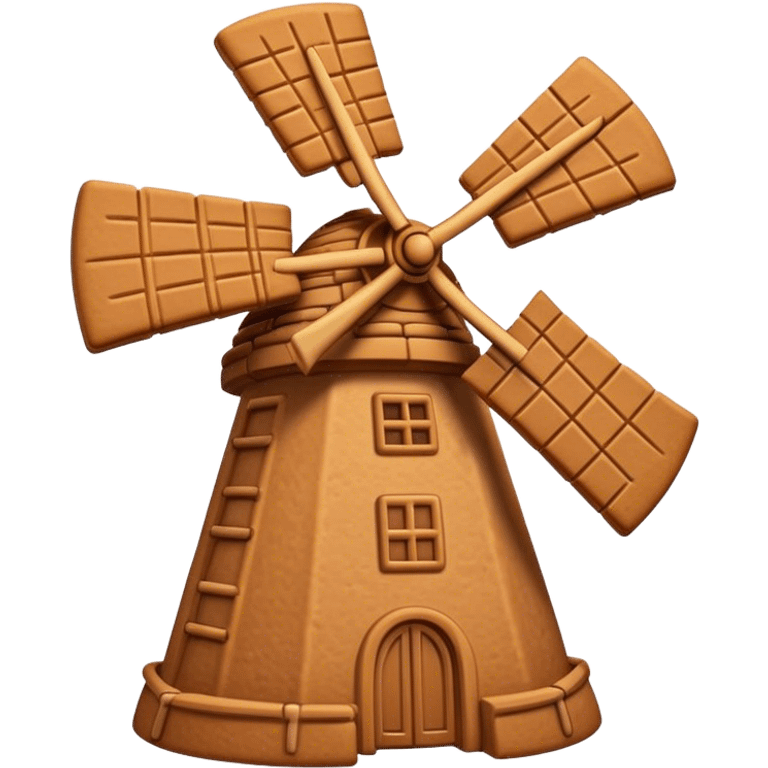 Speculaas Cinematic Realistic Speculaas Biscuit Emoji, depicted as a spiced speculaas cookie crafted in the shape of a windmill and warm, inviting lighting. emoji