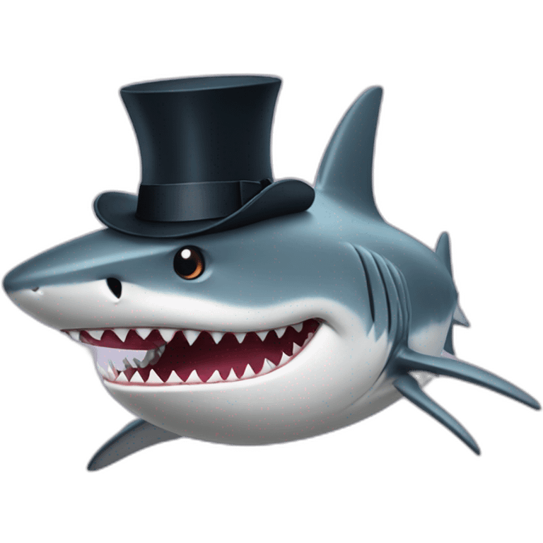 Shark with a top hat emoji