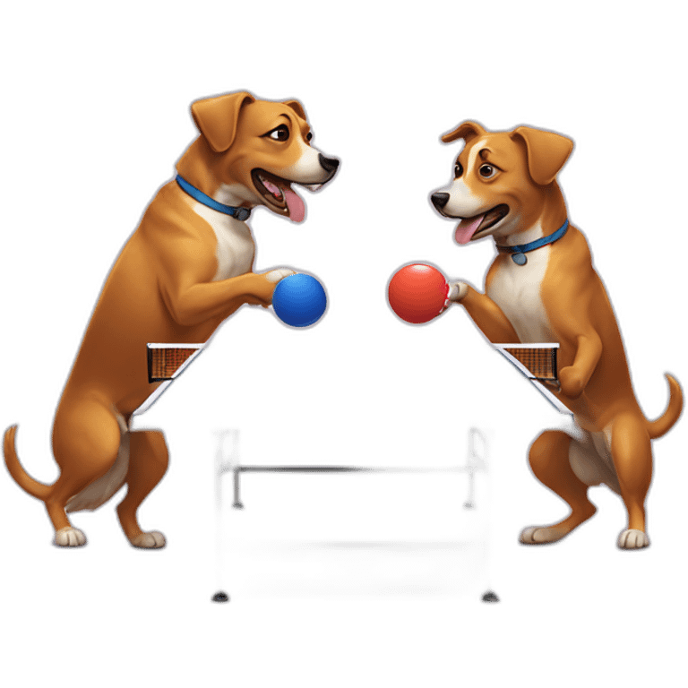 two dogs playing ping pong emoji