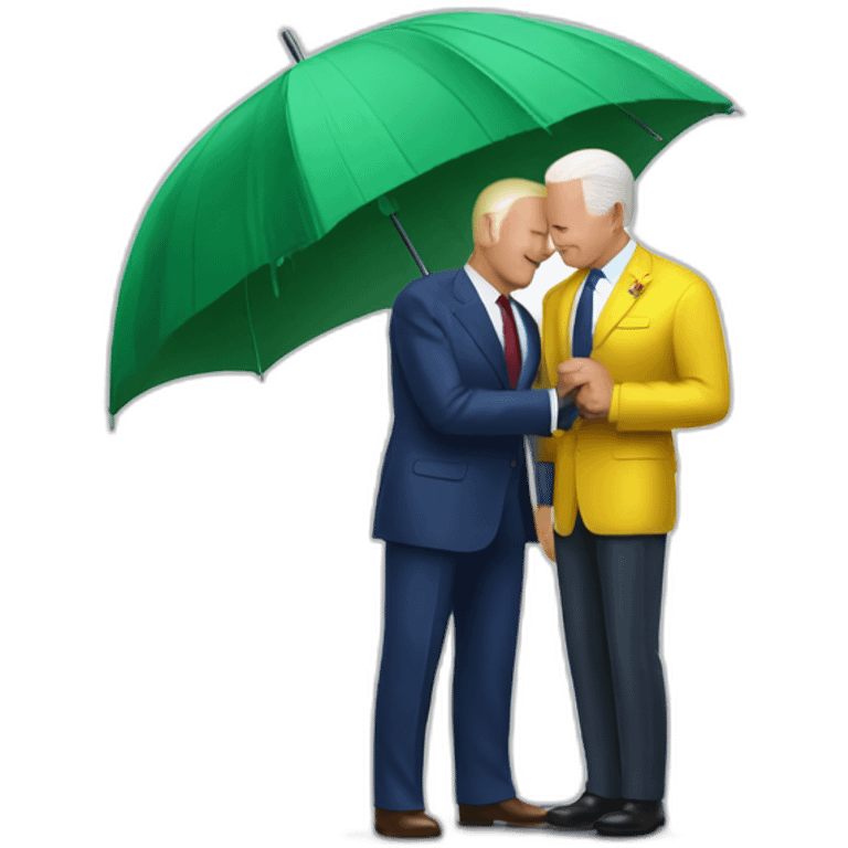 Biden and zelensky sharing an umbrella romantic emoji