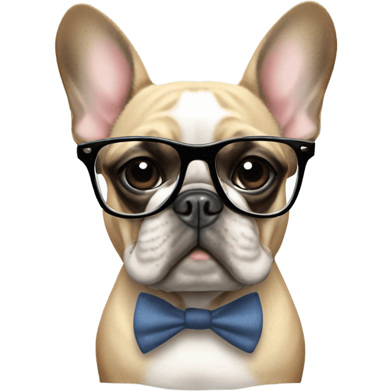 French bulldog with glasses emoji