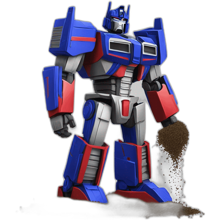 Optimus prime stepping in dog poop emoji