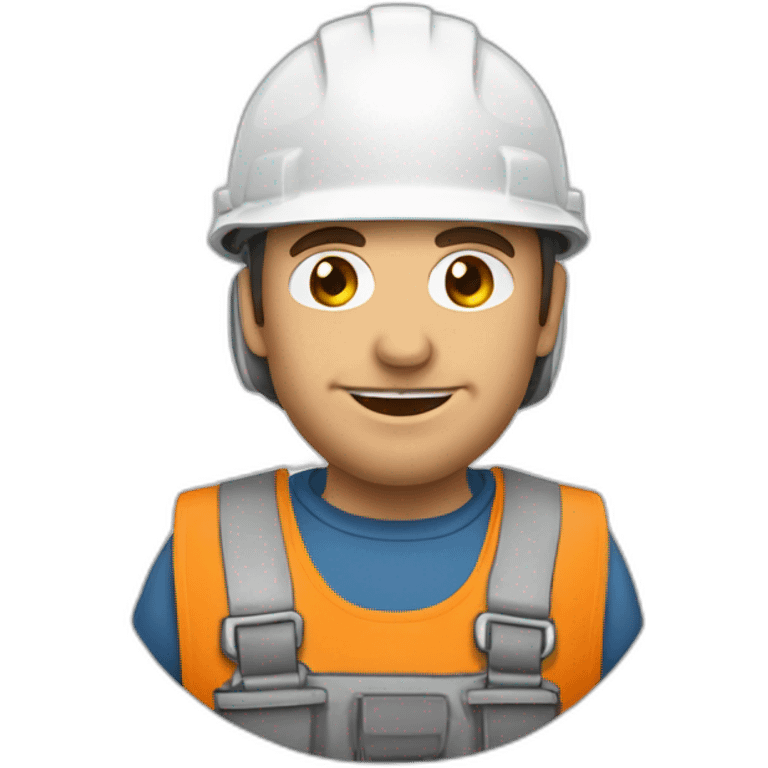 Un homme avec un casque de chantier et du remblais sur la peau emoji