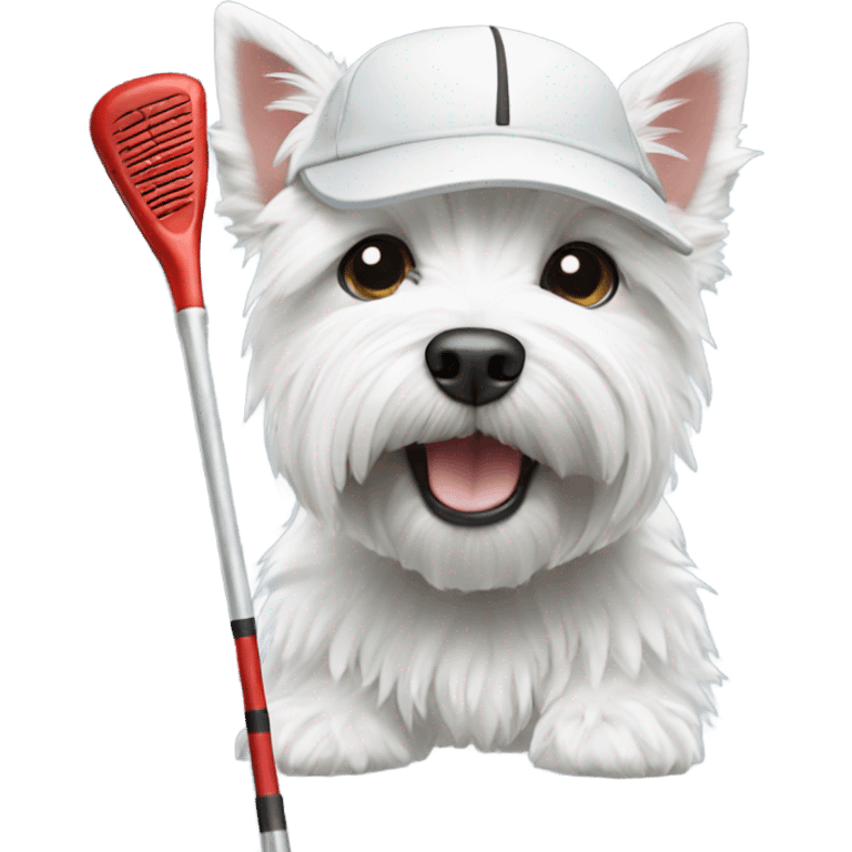 westie with a golf club and cap on emoji