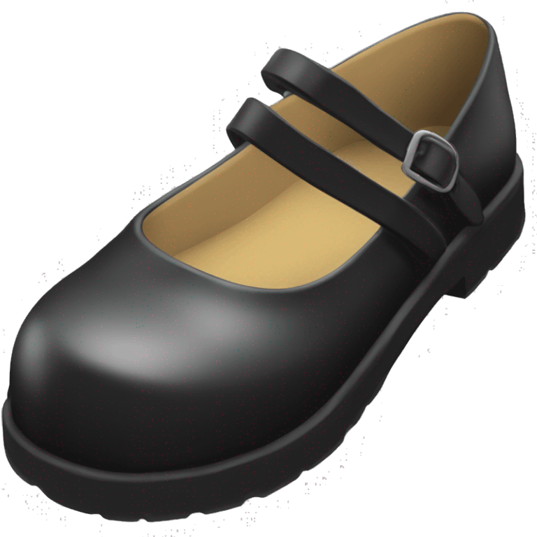 Pair of Black Mary Jane’s flat schoolgirl shoes black insides emoji