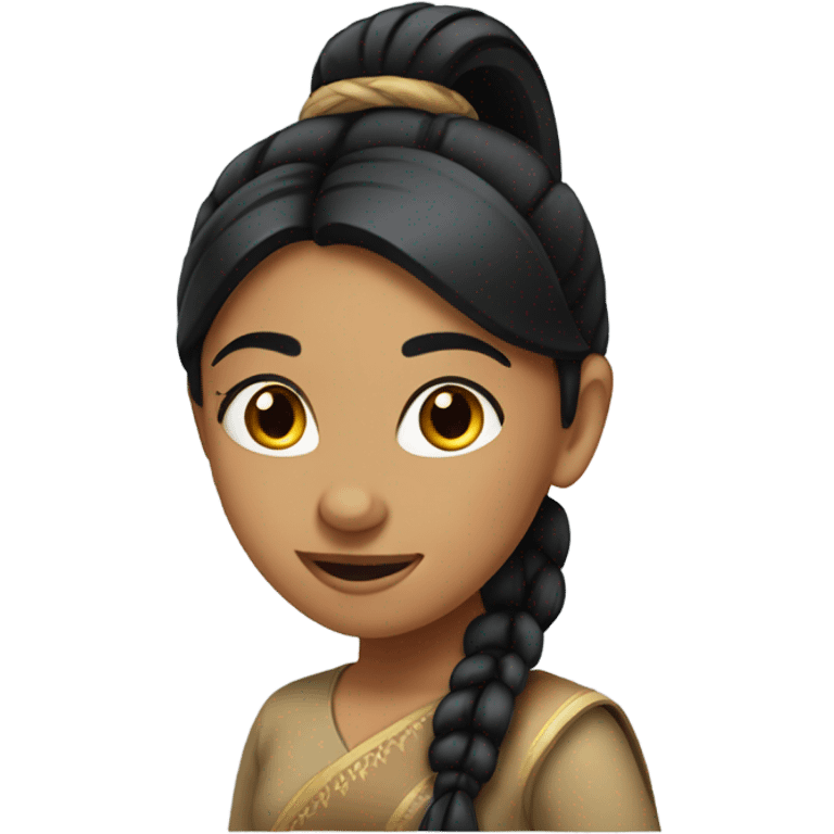 indian girl with black hair in ponytail emoji