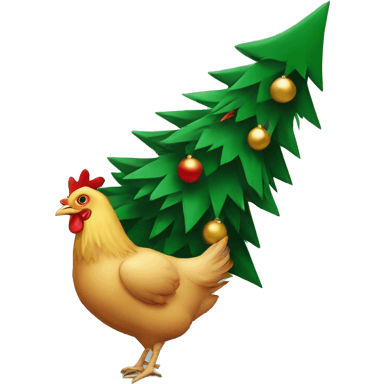 Chicken dragging a Christmas tree  emoji