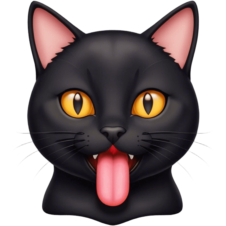 Black cat sticking a little bit of tongue out  emoji