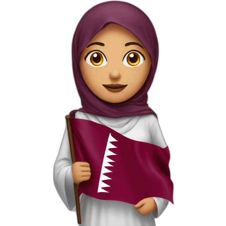 Arabic lady holding Qatar flag emoji