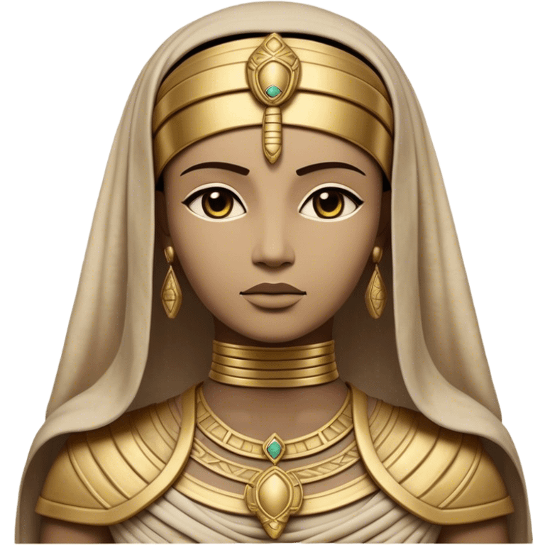 Cinematic Noble Mummy Portrait Emoji, Regal and timeless, with a meticulously wrapped, ancient form in muted earth tones accented by faded gold, exuding an air of forgotten majesty and solemn duty, simplified yet elegant with intricate bandage details, highly detailed and softly glowing, evoking the dignified mystery of an eternal sentinel guarding long-lost secrets! emoji