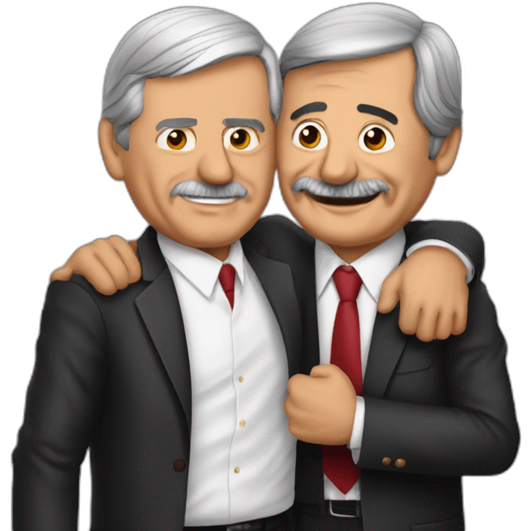 Andres Manuel Lopez Obrador hugging Vicente Fox front emoji