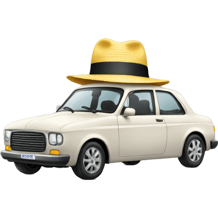 car with hat emoji