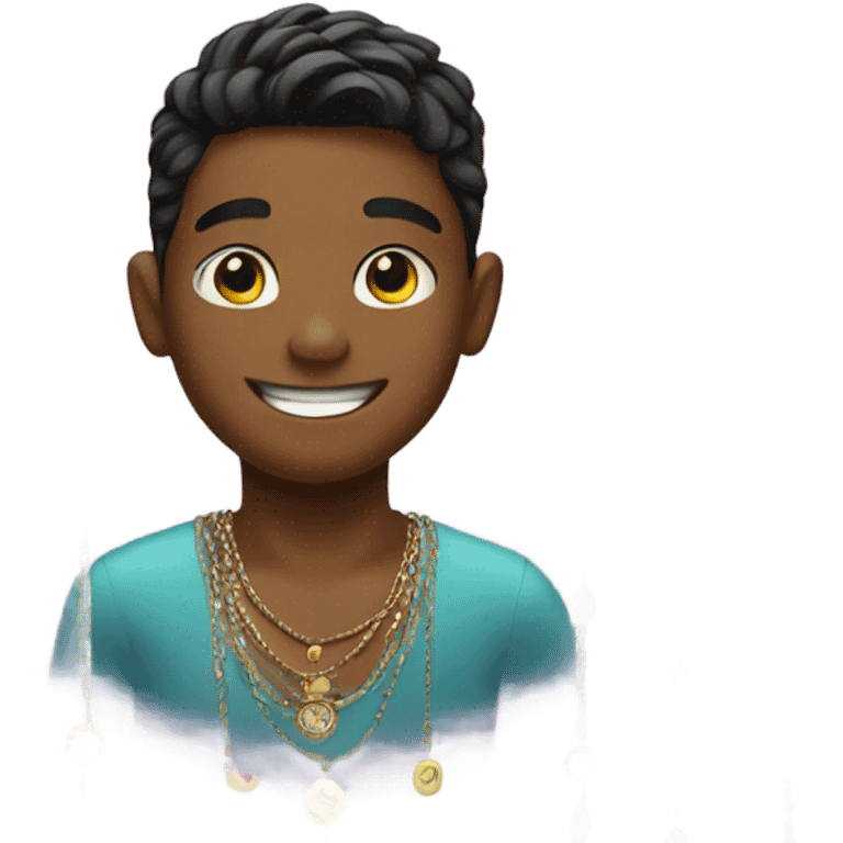 smiling boy with jewelry indoors emoji