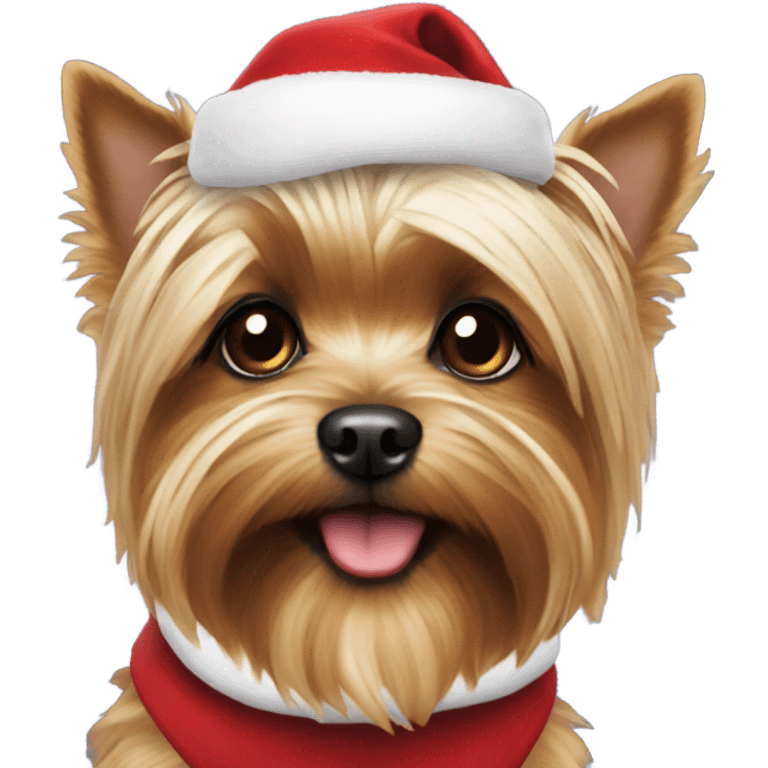 Yorkie dressed like Santa emoji