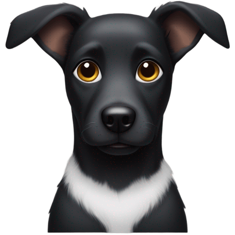 Black dog with one ear up and one down emoji