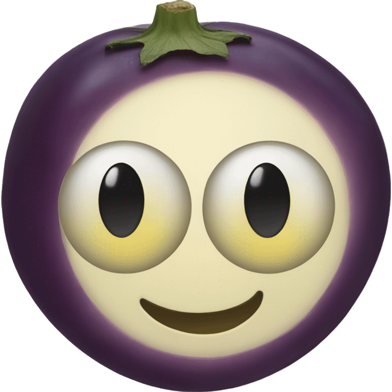 Smiley face with eggplant eyes emoji