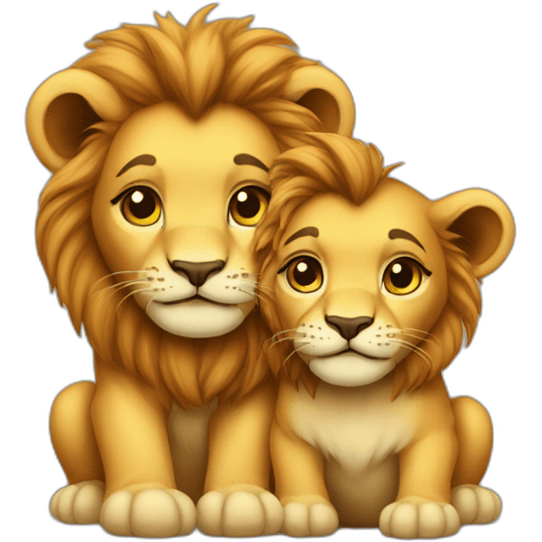 Baby couple lion  emoji