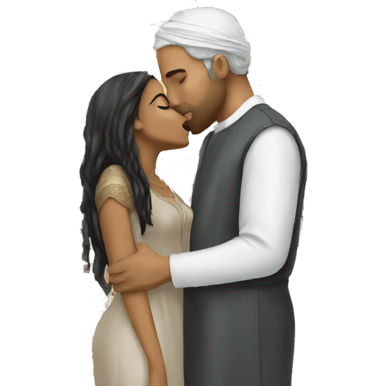 arab girl kissing white man emoji