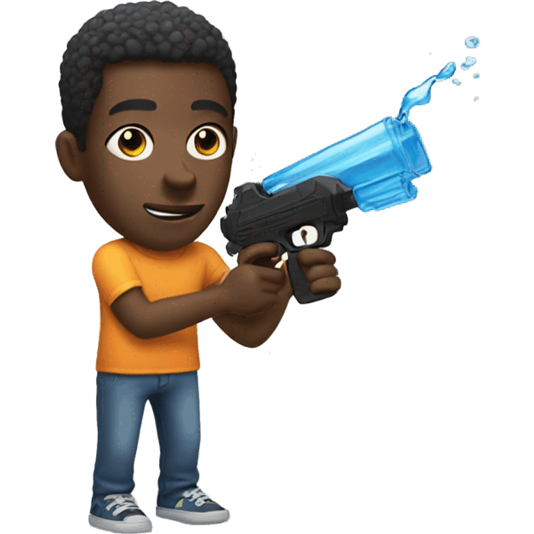 Black guy with a water gun emoji