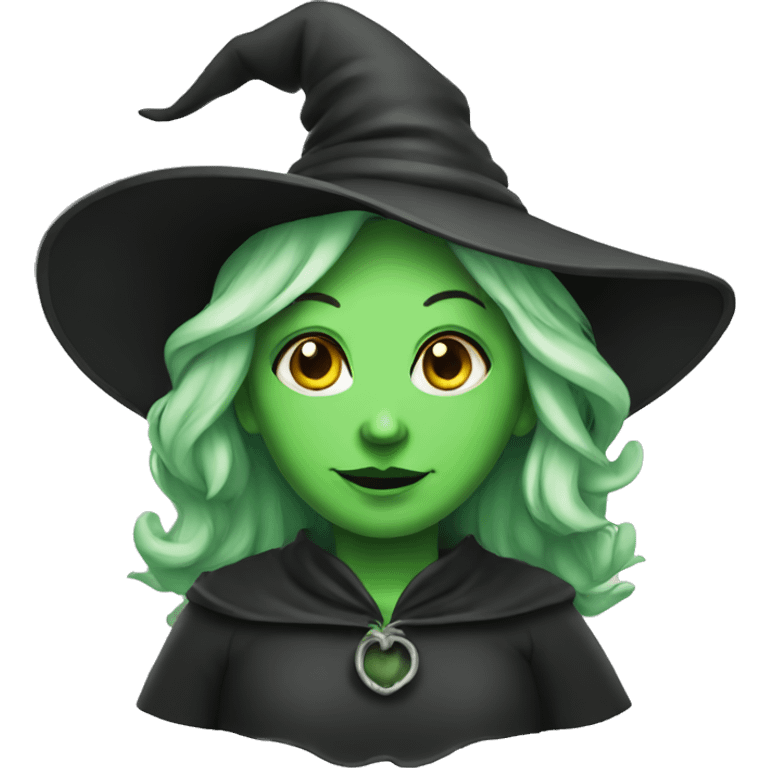 apple emoji of a witch with green skin emoji