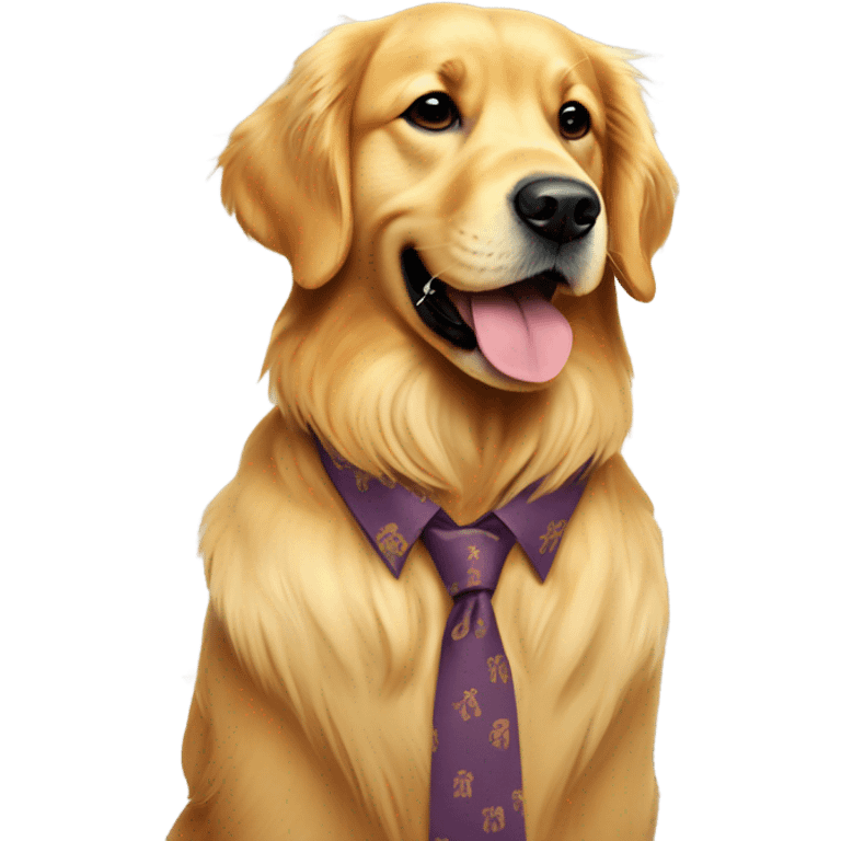 Golden retriever wearing a shirt that says “jerk” on the shirt emoji