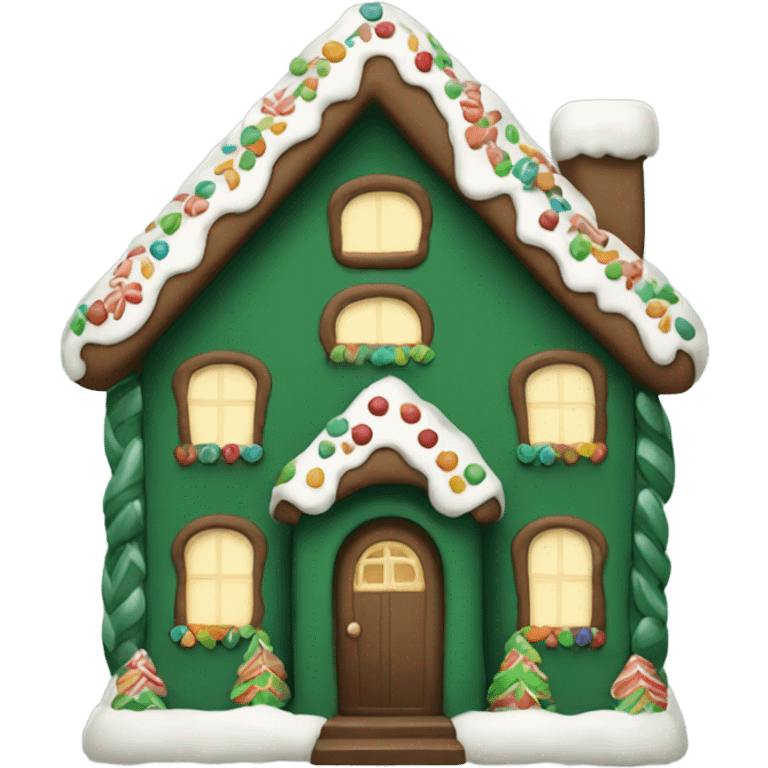 Cosy dark green gingerbread house  emoji