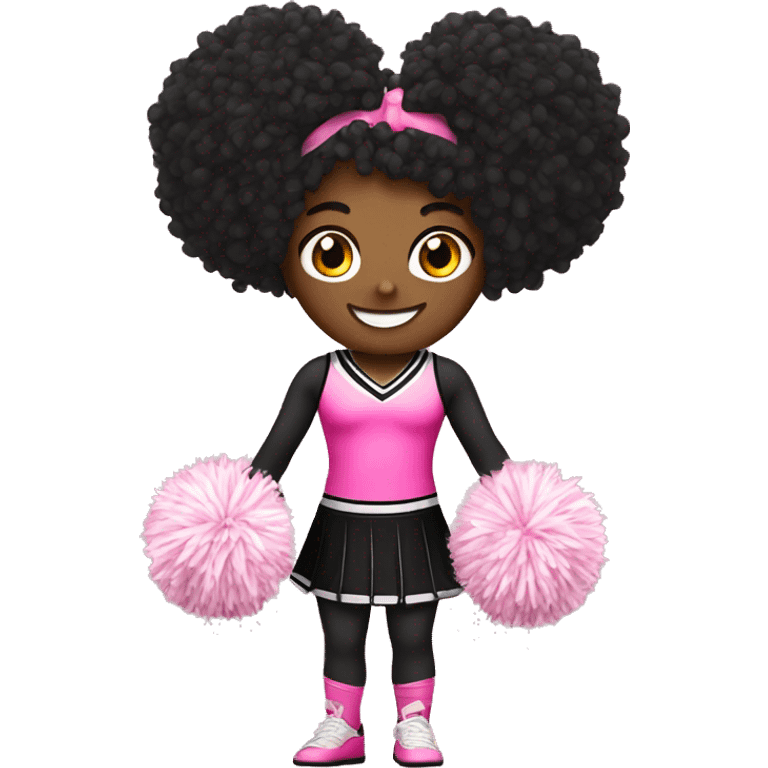 Cheerleader in black and pink kit full body with pompons  emoji