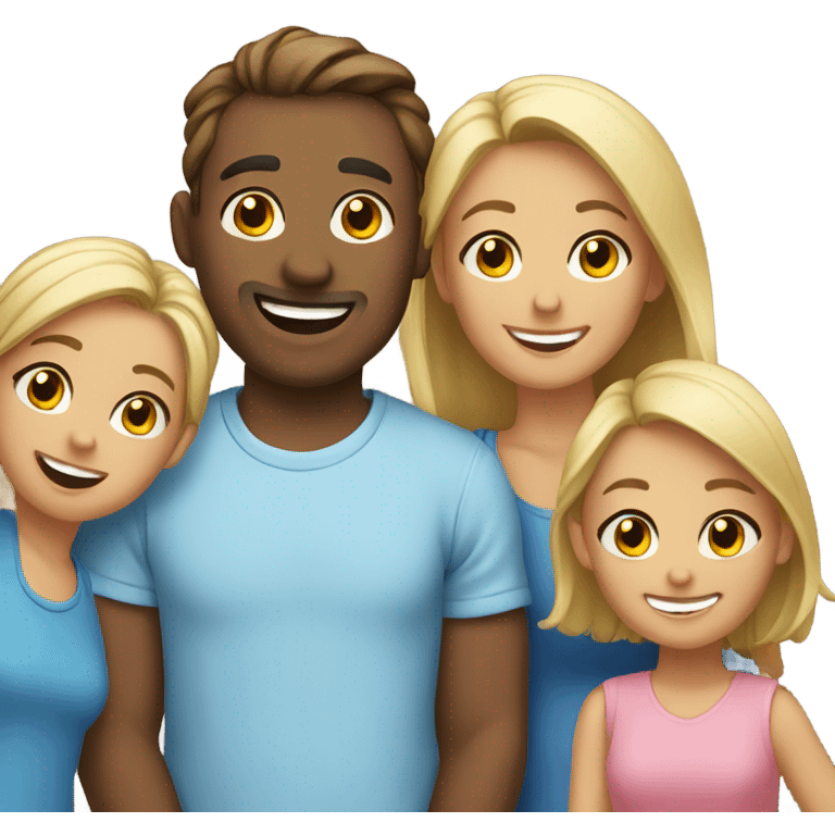 family of 5 smiling emoji