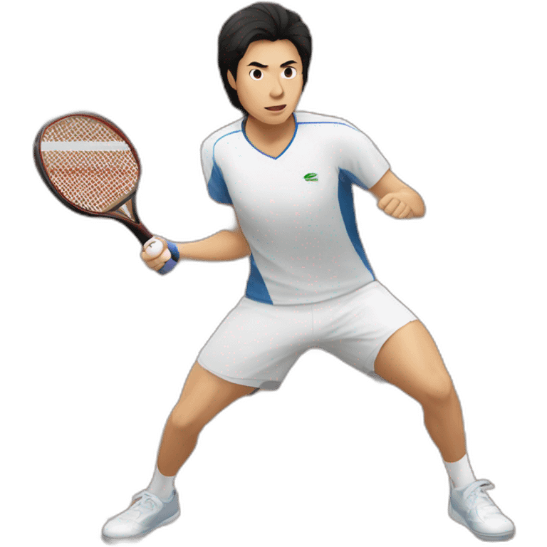 strong table tennis player dark hair emoji