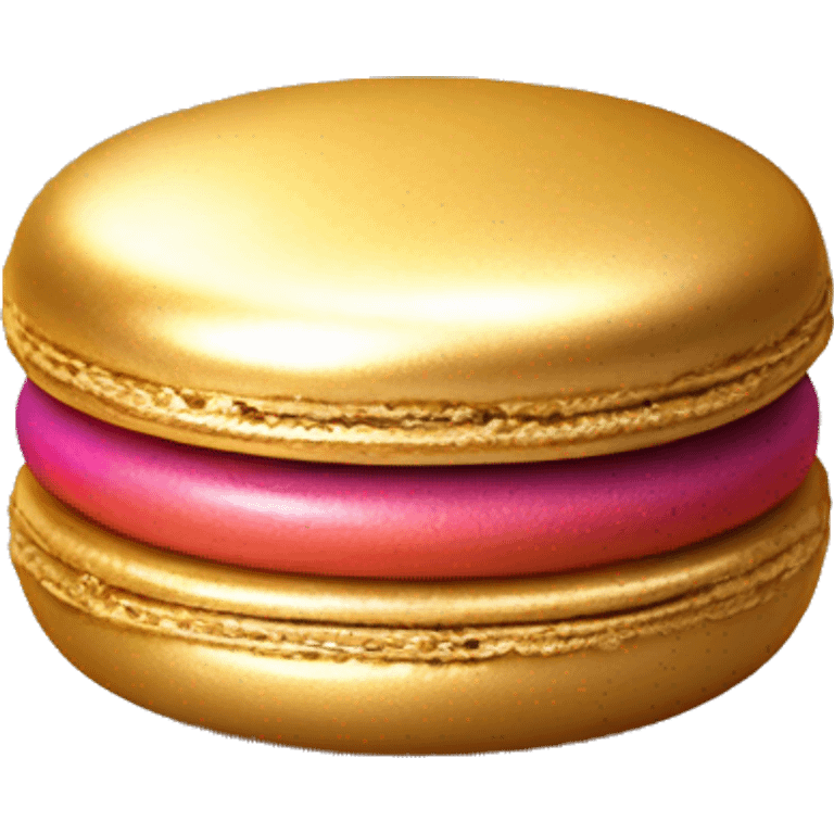 Realistic metallic gold macaroon with gradient colorful filling  emoji