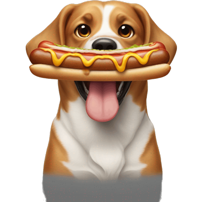 Dog eating hot dog emoji