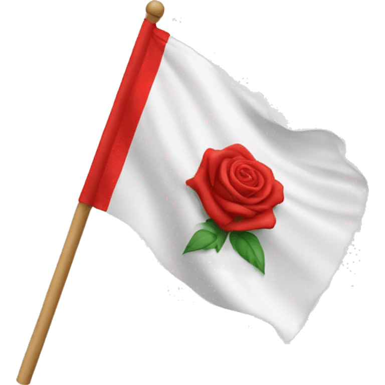 emoji white flag with red rose on the center emoji