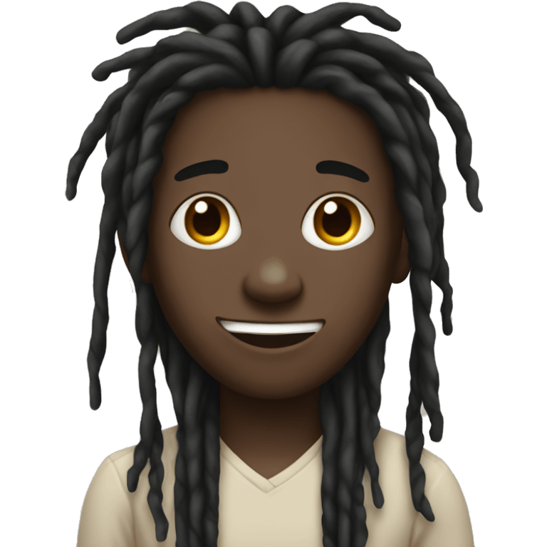 black boy with long black dreads in his face emoji