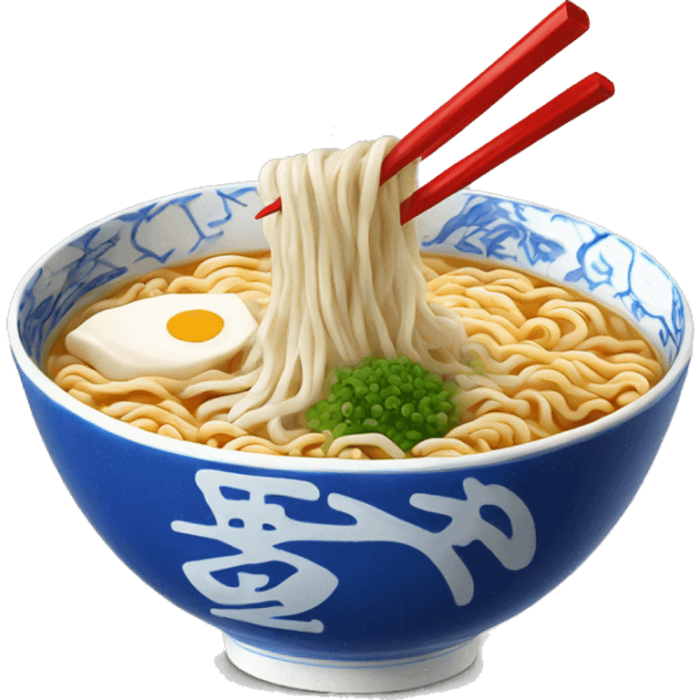 Ramen in blue-white japanese style bowl emoji