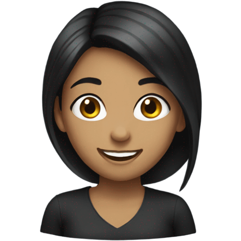 Girl with black hair, holding money and smiling emoji