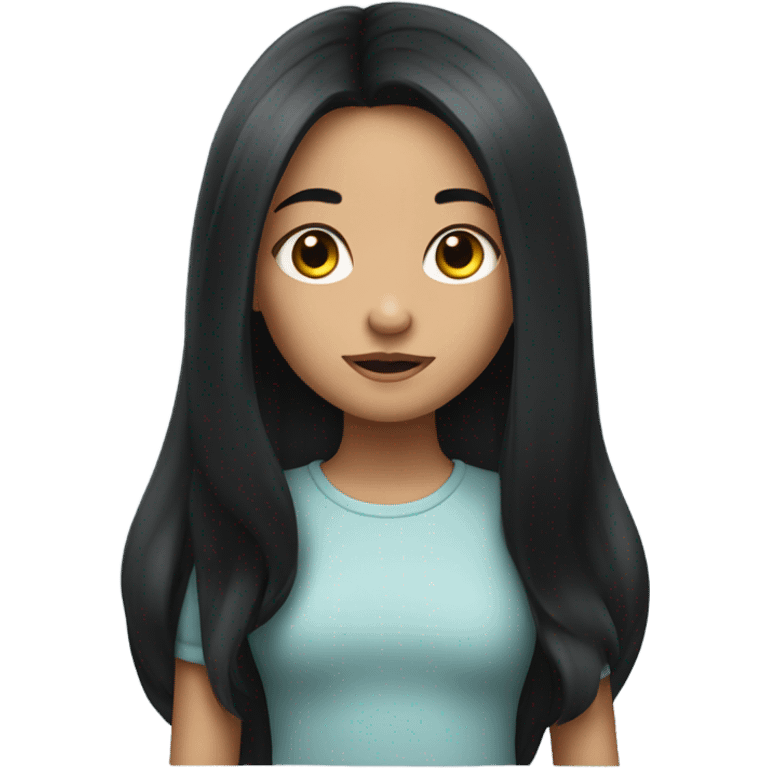 a cute clever girl with long black hair emoji