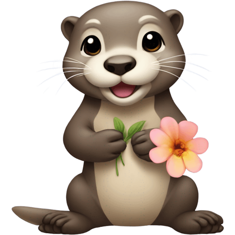 otter with a flower emoji