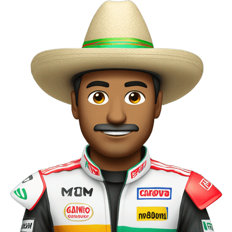 formula one driver in mexican hat emoji