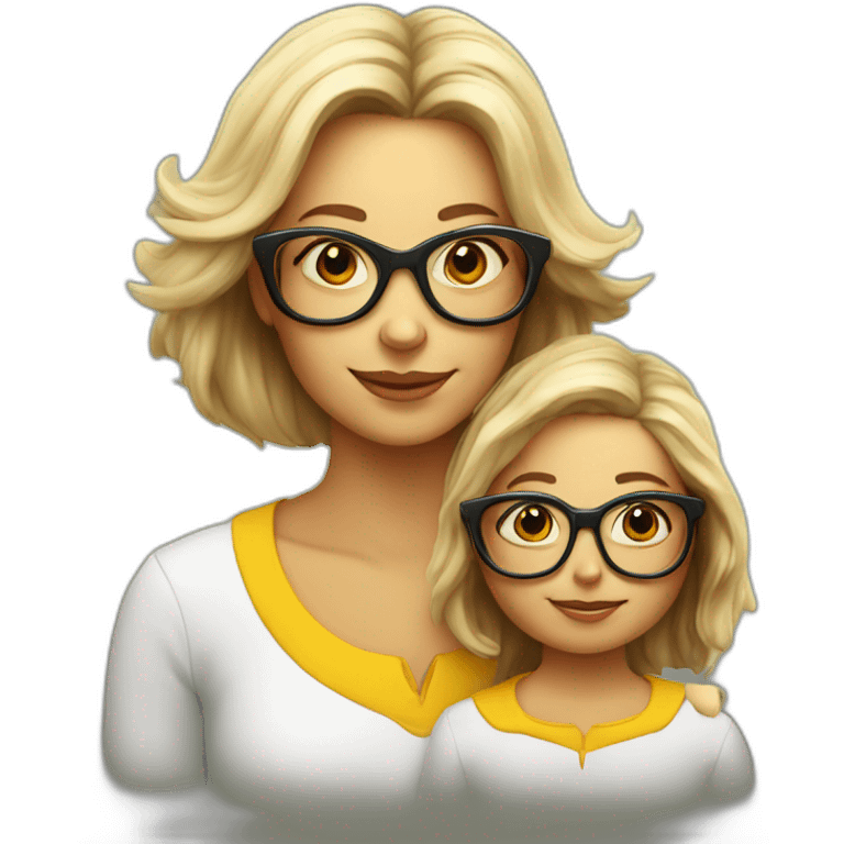 Bees white Mother in glases and daughter 2 years emoji