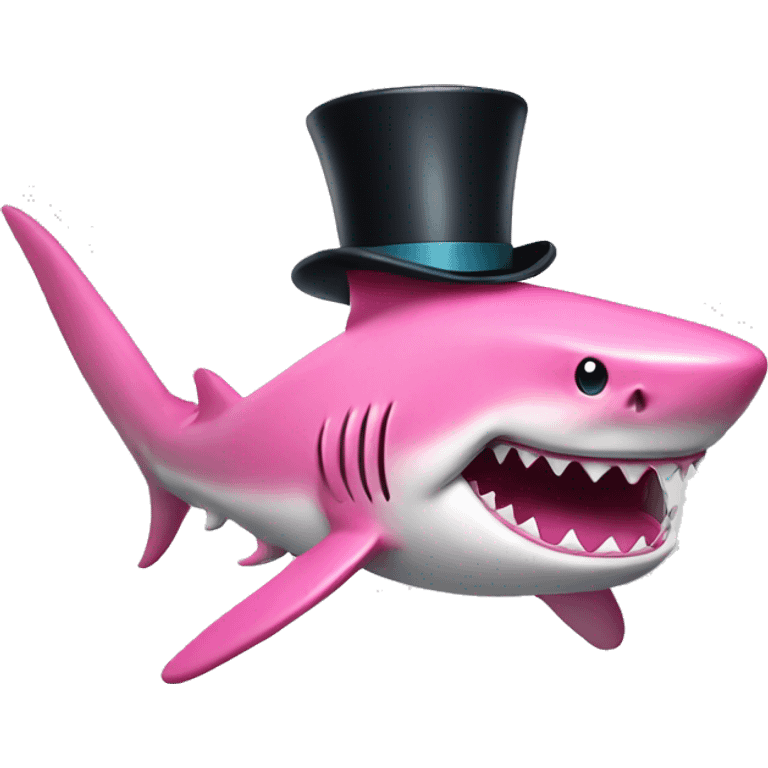 Pink shark with top hat emoji