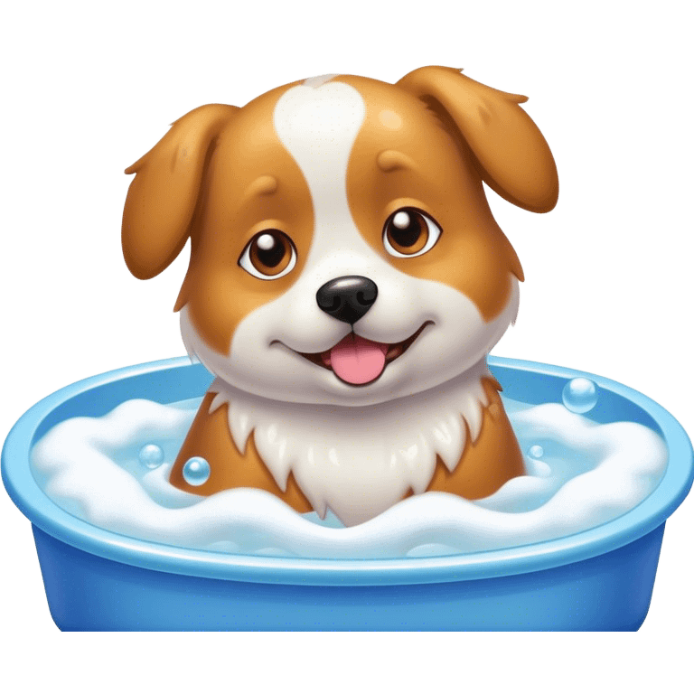 Dog in bubble bath emoji