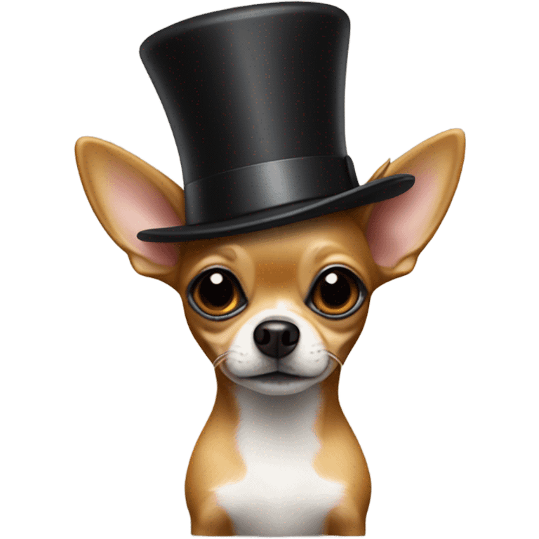 Furry Chihuahua wearing a top hat with a feather  emoji