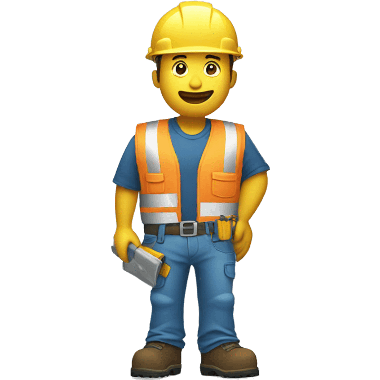 Construction worker asking a question with a question mark upstairs with a safety vest emoji