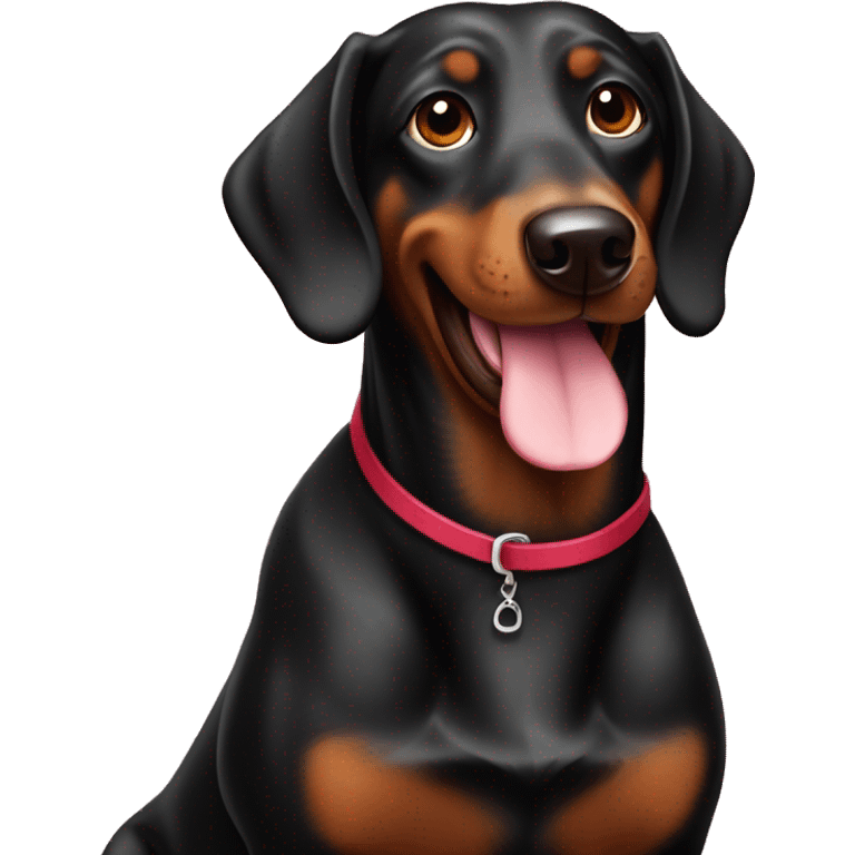 Valentines  large black dog brown dachshund  emoji