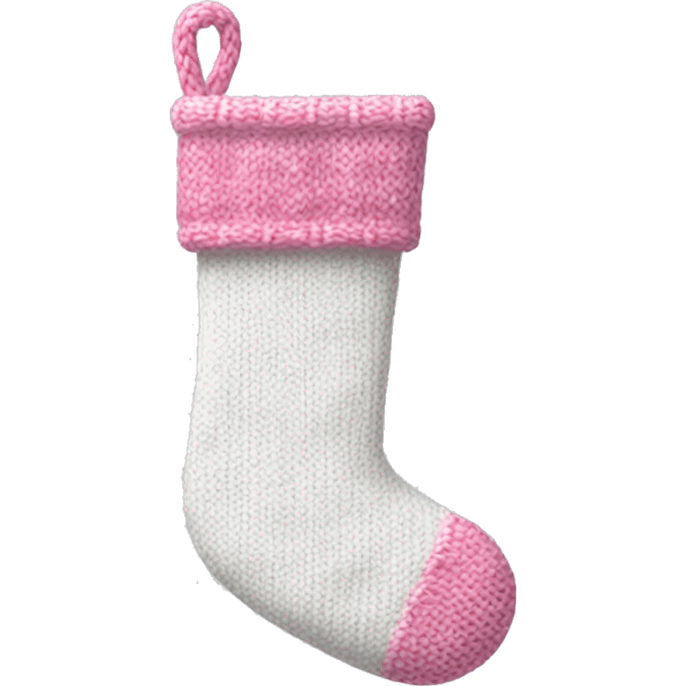 white and pink knit christmas stocking emoji